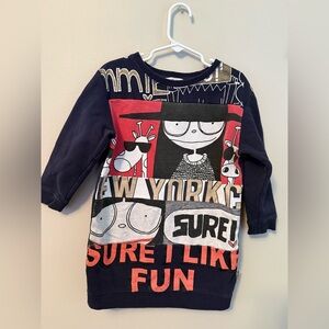 Little Marc Jacobs Navy and Red Graphic Sweatshirt Dress